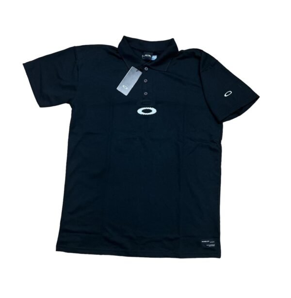 Polo Static Preta Logo Azul - 100% Algodão - Imagem 2