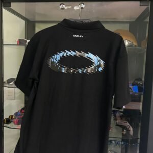Polo Static Masculina Preta Logo Azul